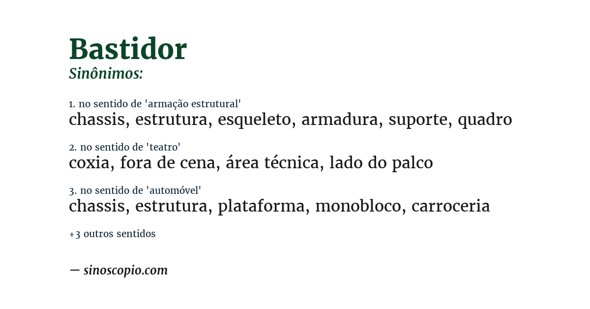Sinônimo de bastidor