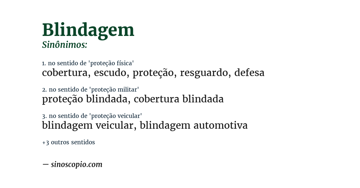 Sinônimo de blindagem
