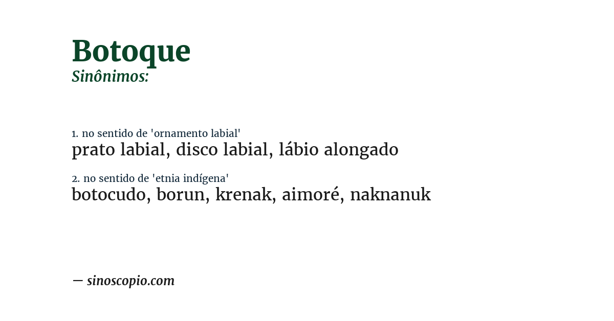 Sinônimo de botoque