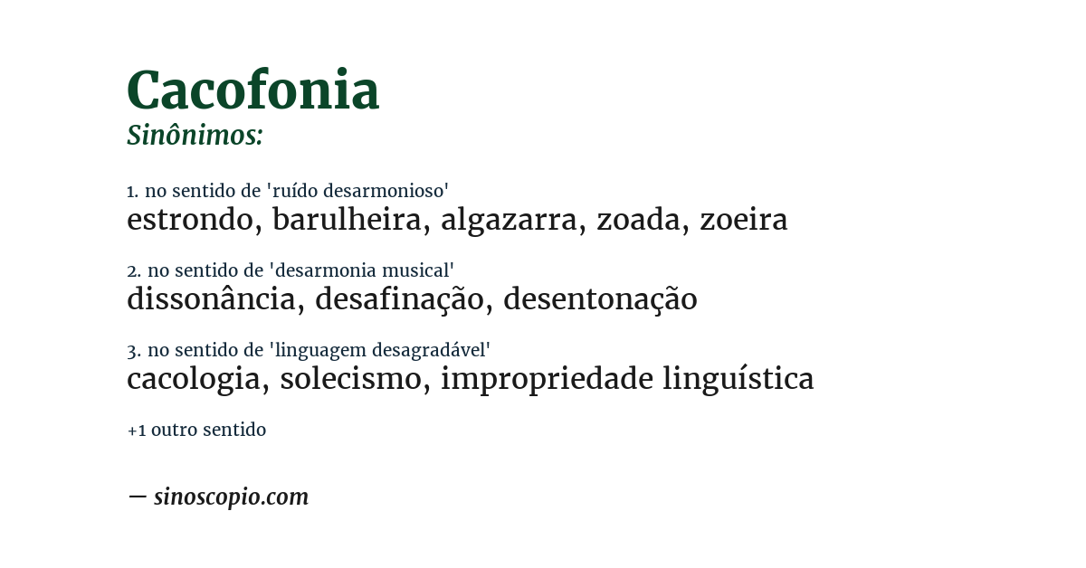 Sinônimo de cacofonia