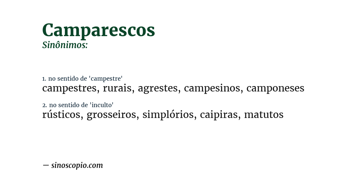 Sinônimo de camparescos
