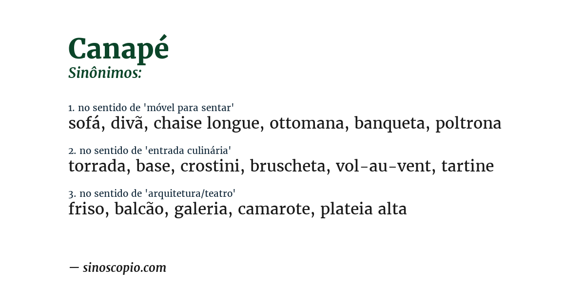Sinônimo de canapé