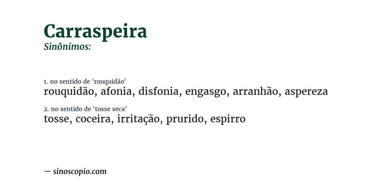 Sinônimo de carraspeira