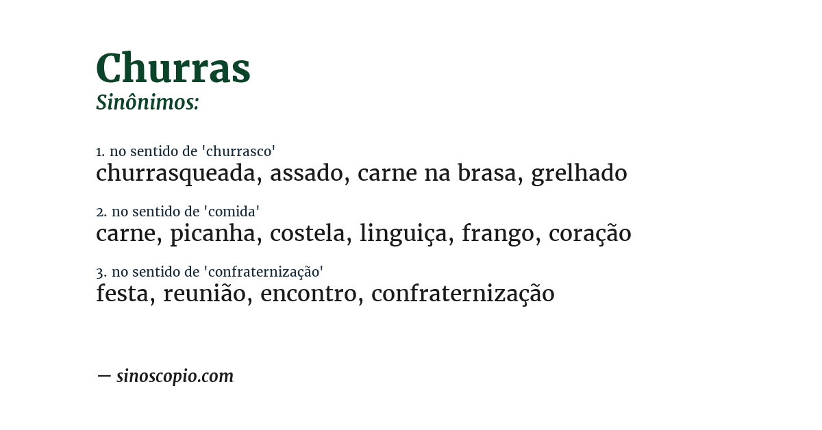 Sinônimo de churras