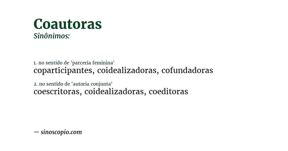 Sinônimo de coautoras