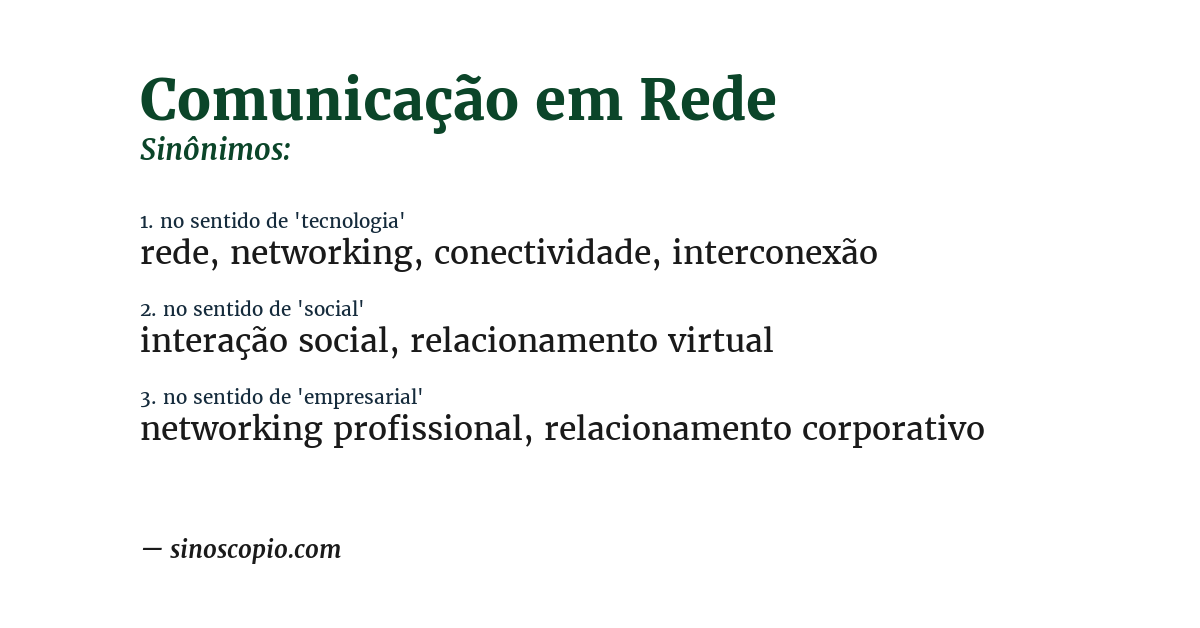 Sinônimo de comunicação em rede
