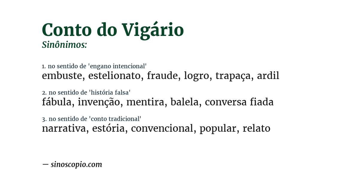 Sinônimo de conto do vigário