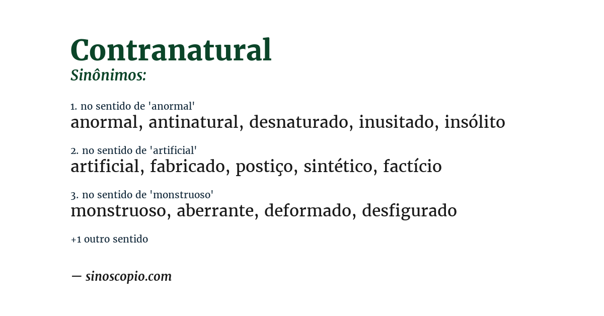 Sinônimo de contranatural