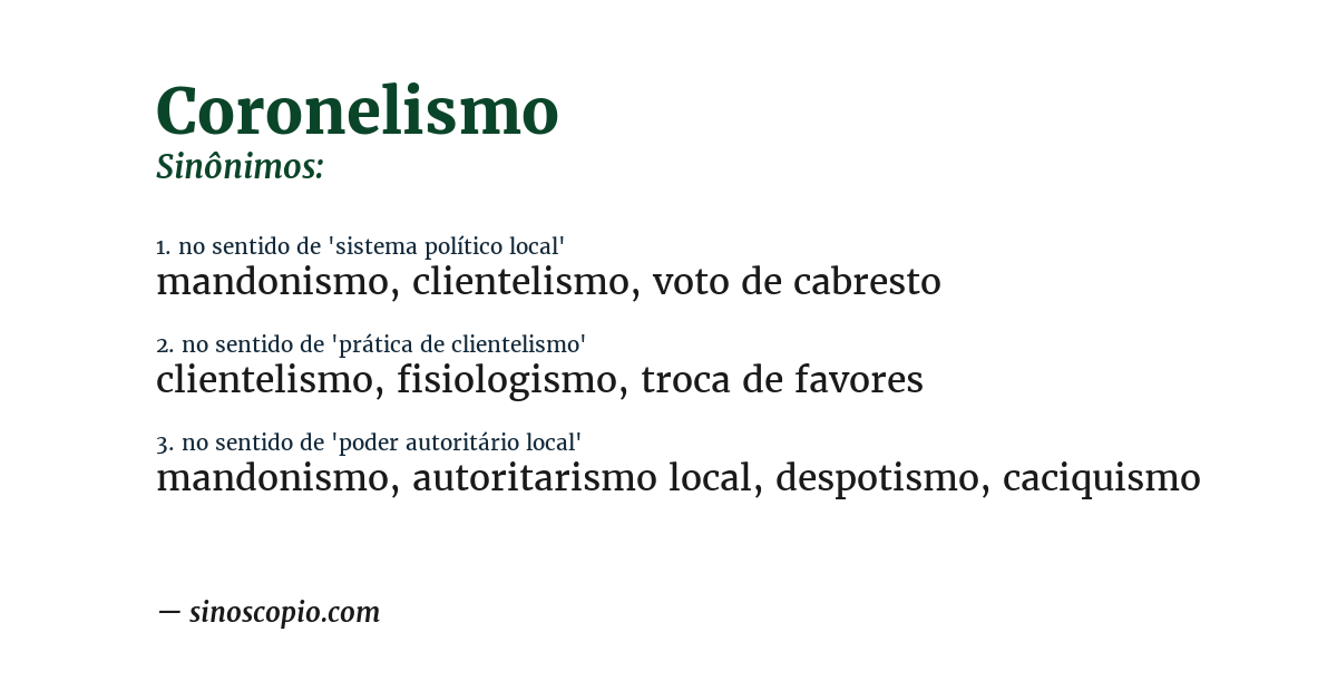 Sinônimo de coronelismo