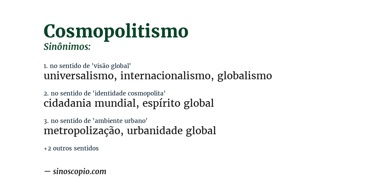 Sinônimo de cosmopolitismo