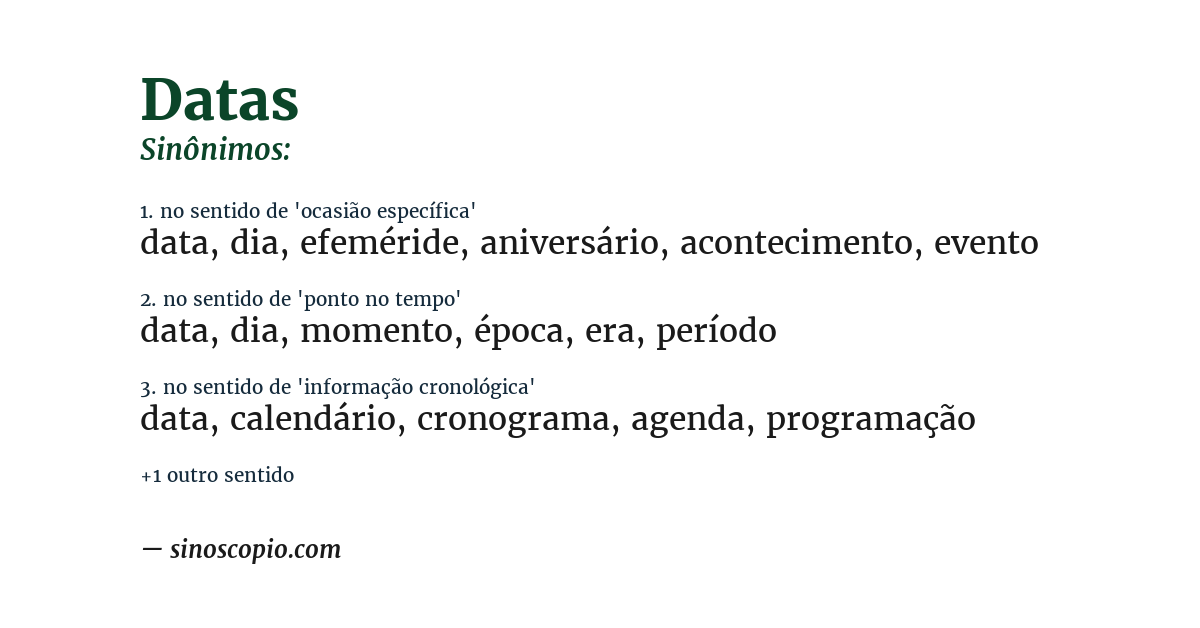 Sinônimo de datas