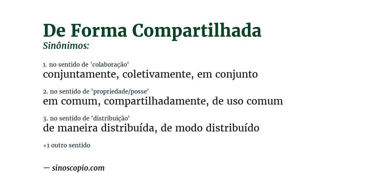 Sinônimo de de forma compartilhada