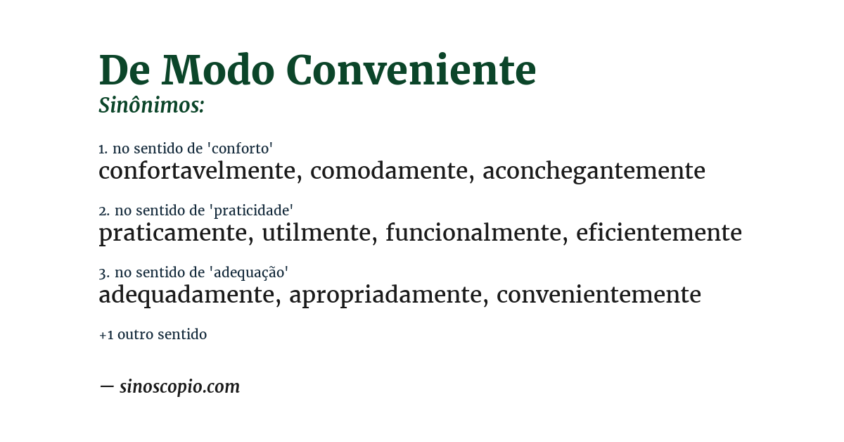 Sinônimo de de modo conveniente