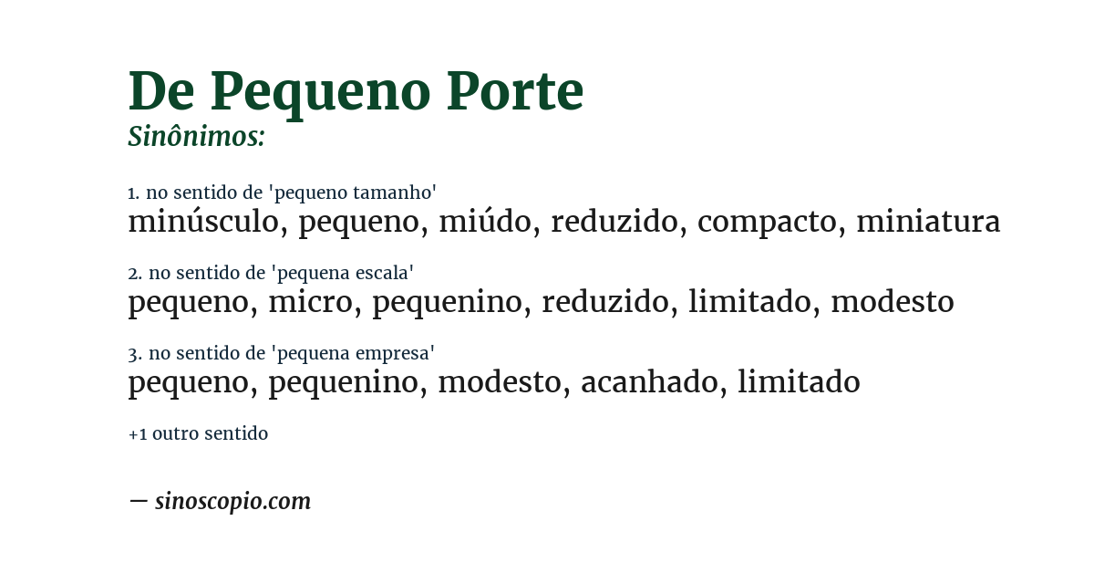 Sinônimo de de pequeno porte