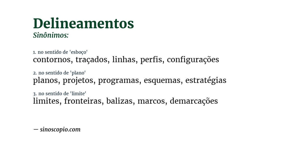 Sinônimo de delineamentos