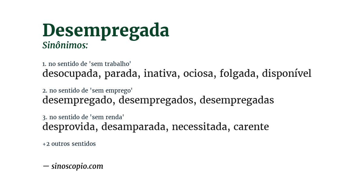 Sinônimo de desempregada