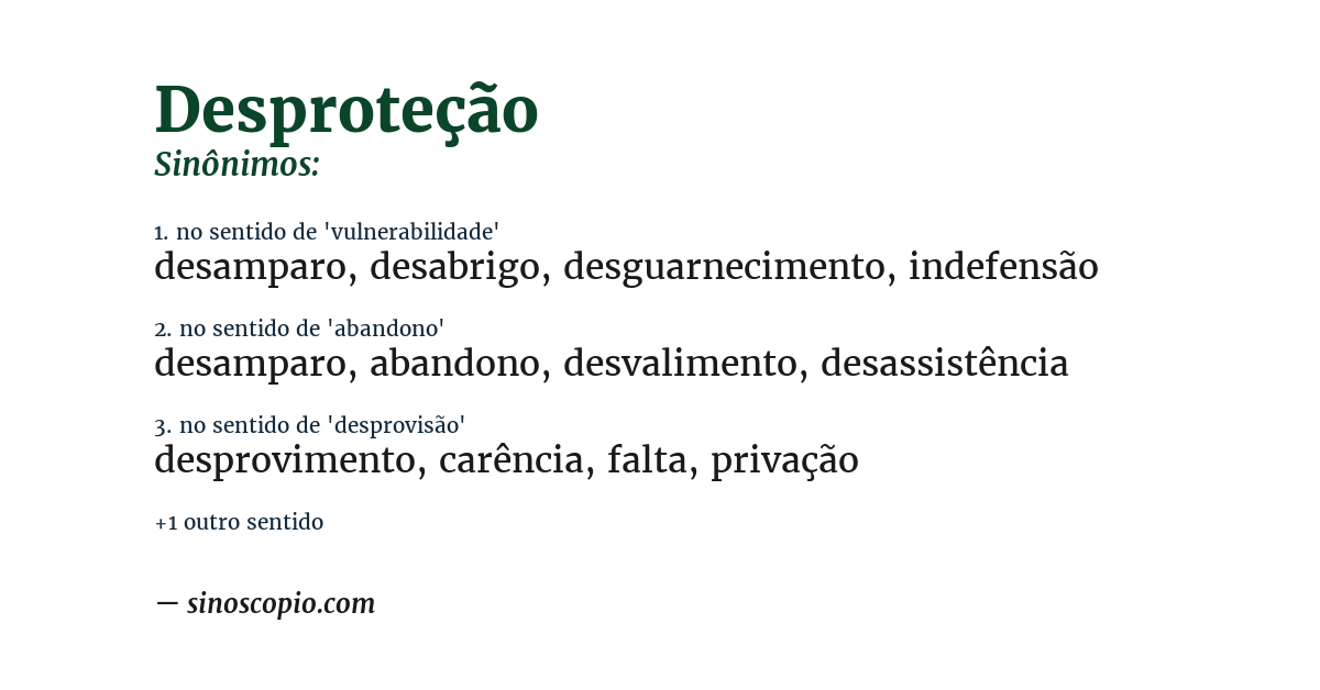Sinônimo de desproteção