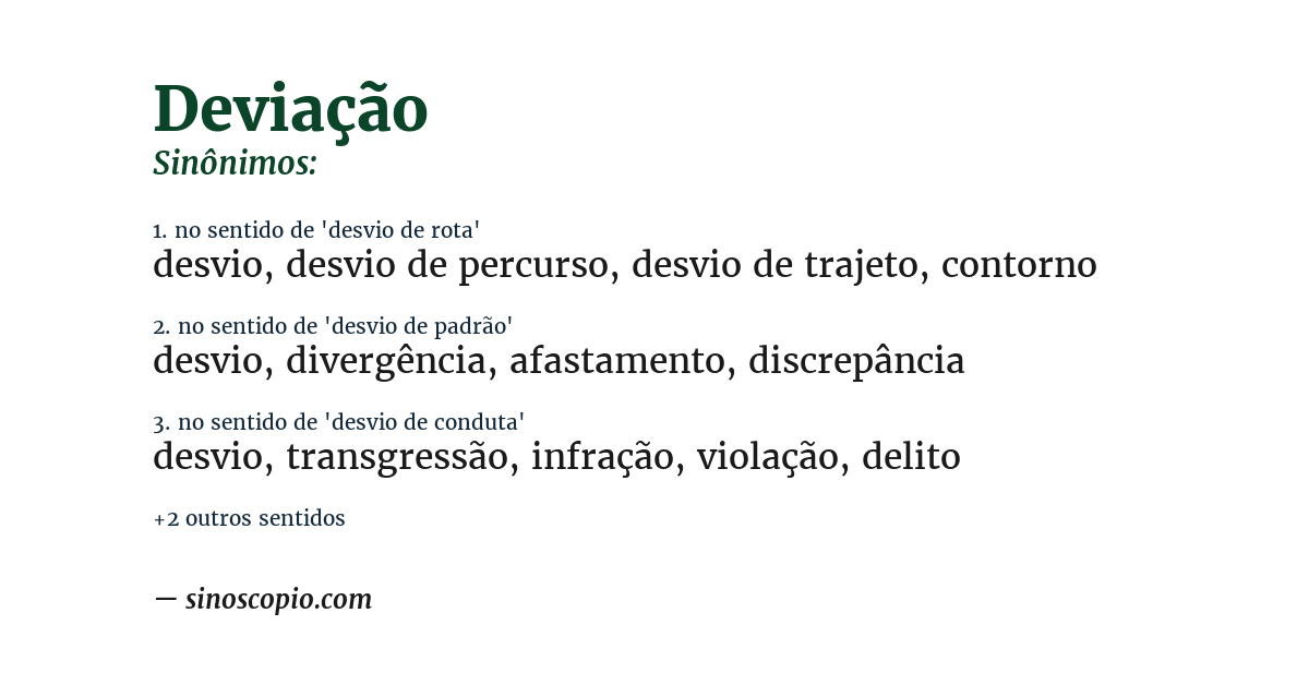 Sinônimo de deviação