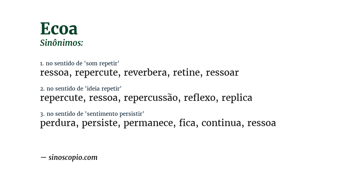 Sinônimo de ecoa
