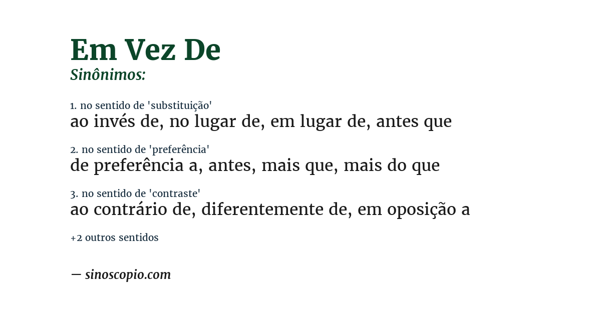 Sinônimo de em vez de