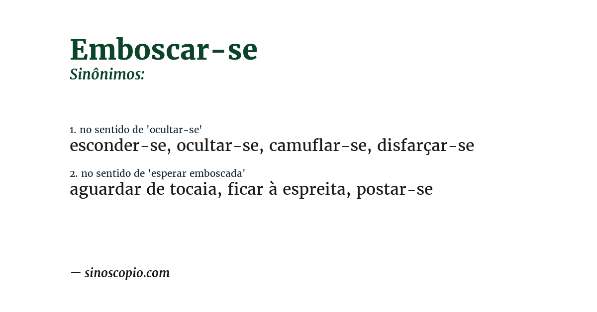 Sinônimo de emboscar-se