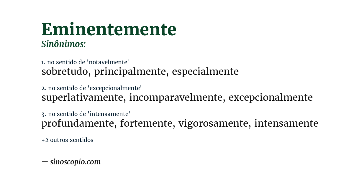 Sinônimo de eminentemente
