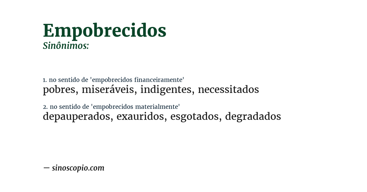 Sinônimo de empobrecidos