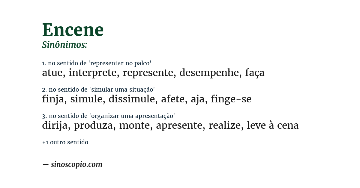 Sinônimo de encene