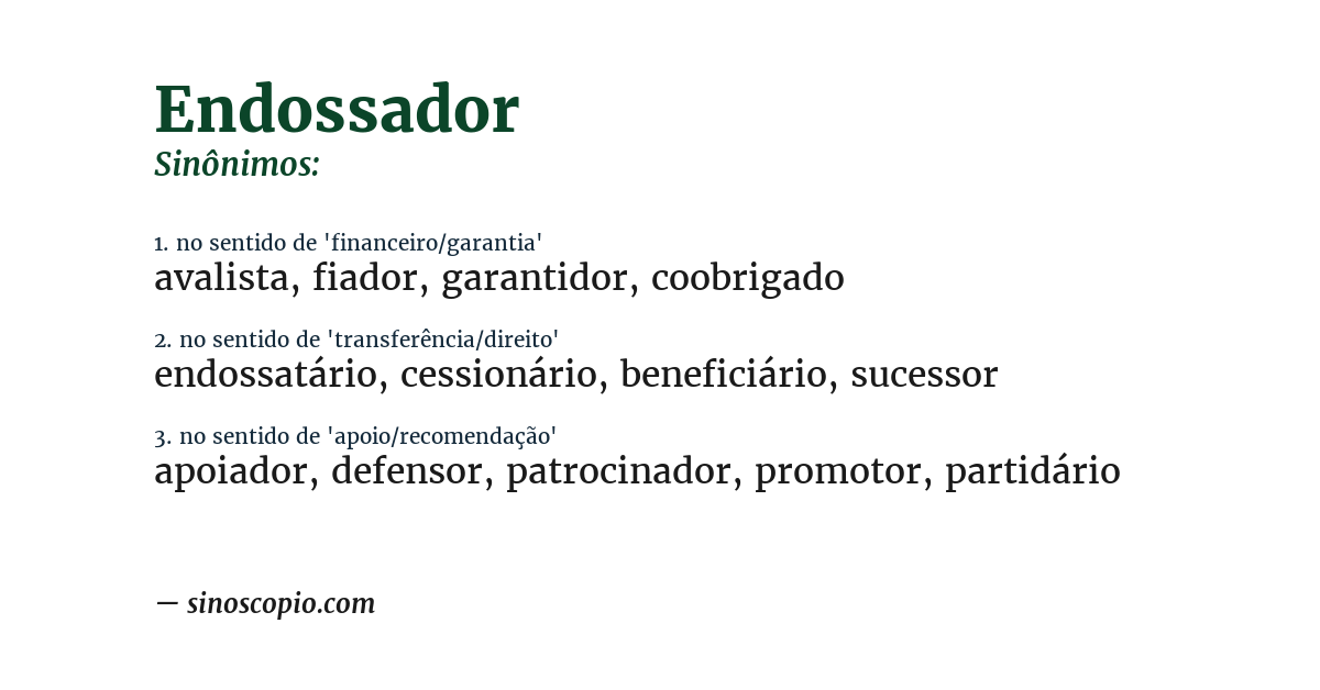 Sinônimo de endossador