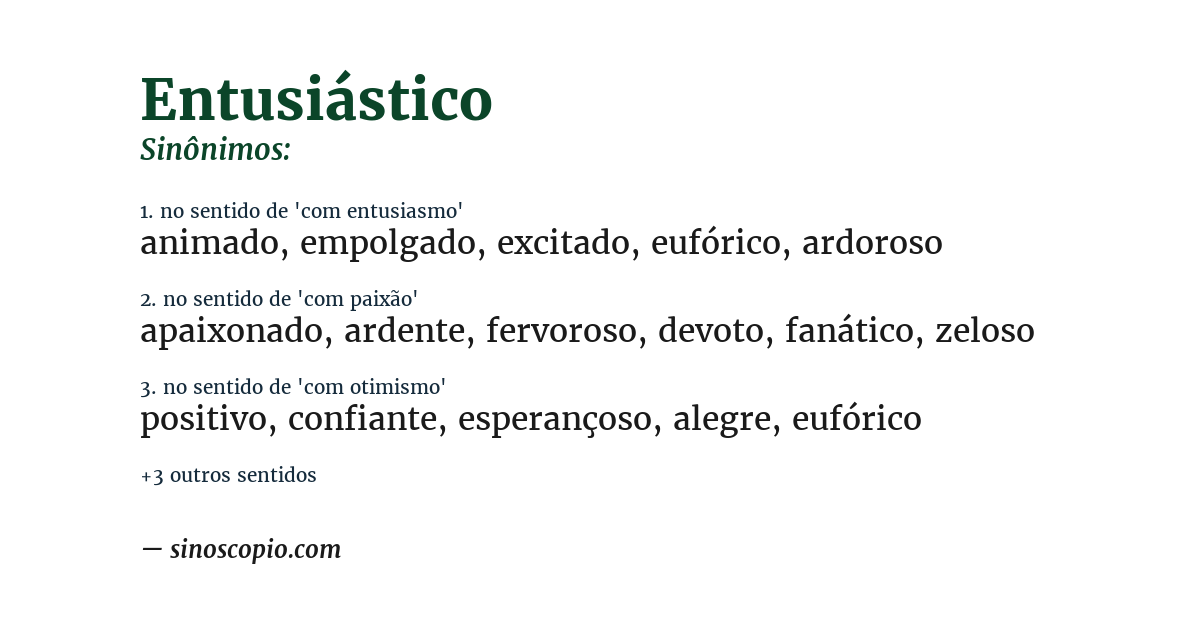 Sinônimo de entusiástico