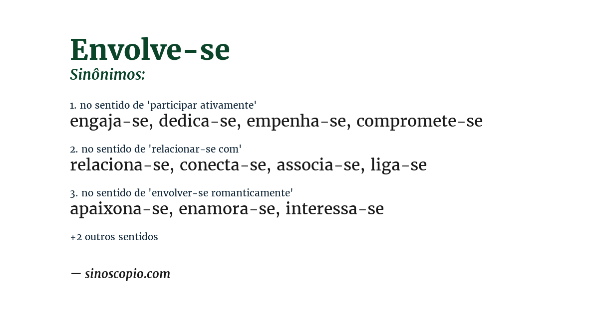 Sinônimo de envolve-se