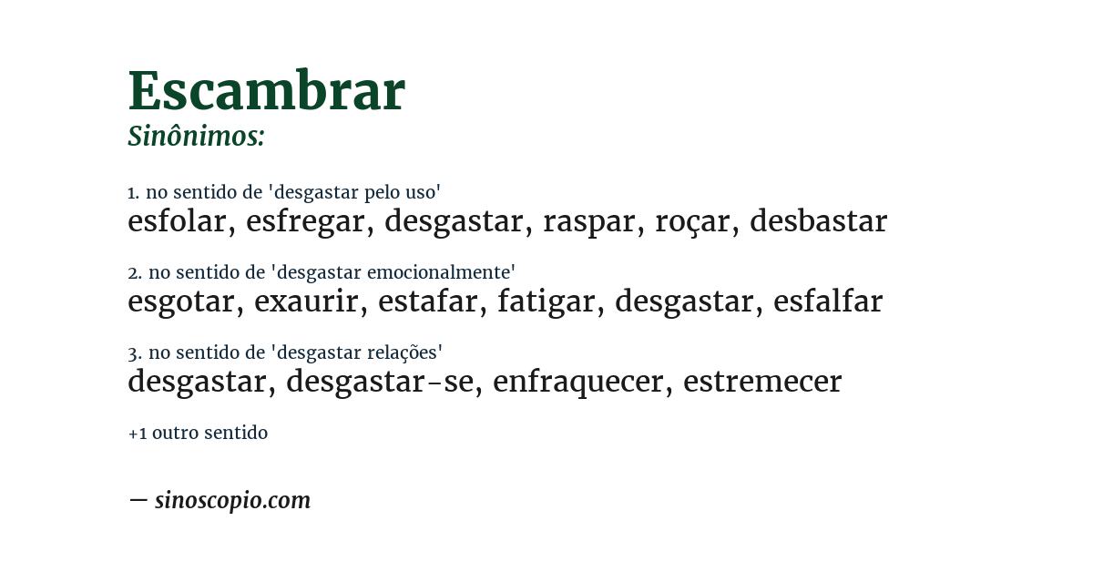 Sinônimo de escambrar