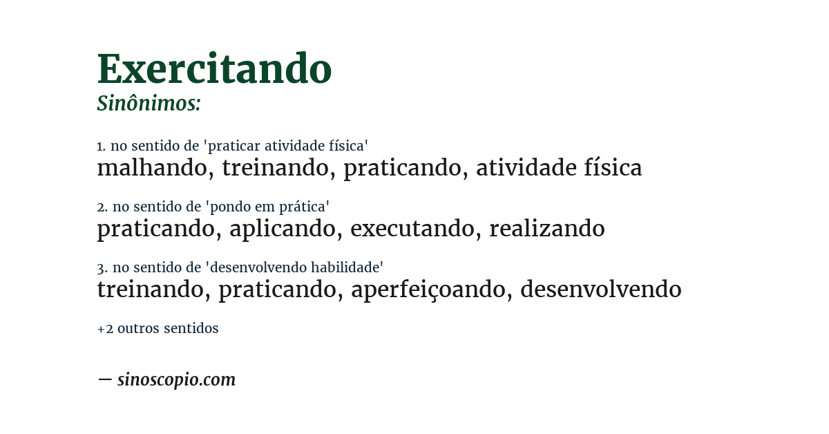 Sinônimo de exercitando