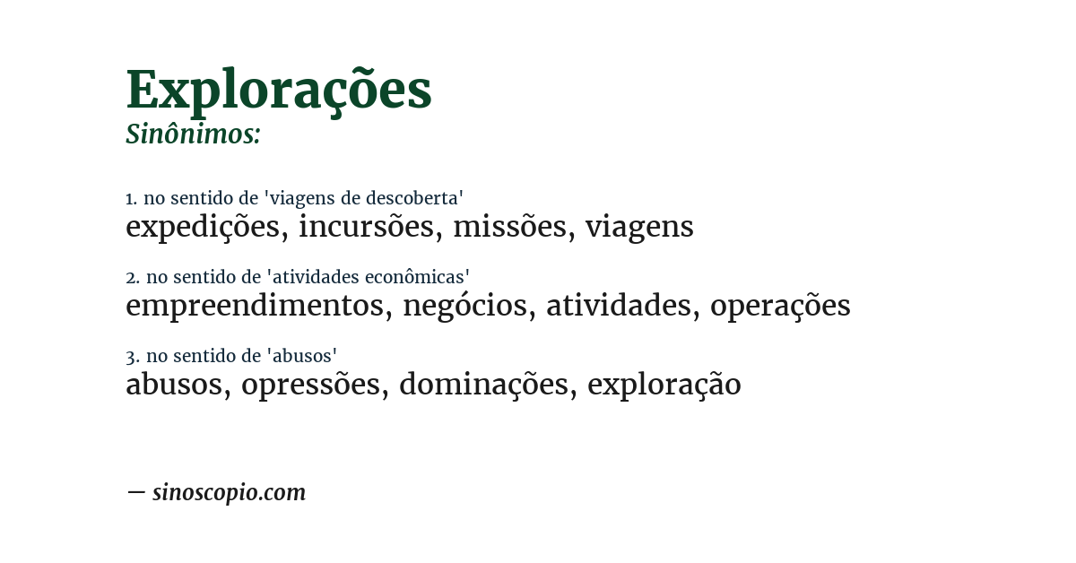 Sinônimo de explorações