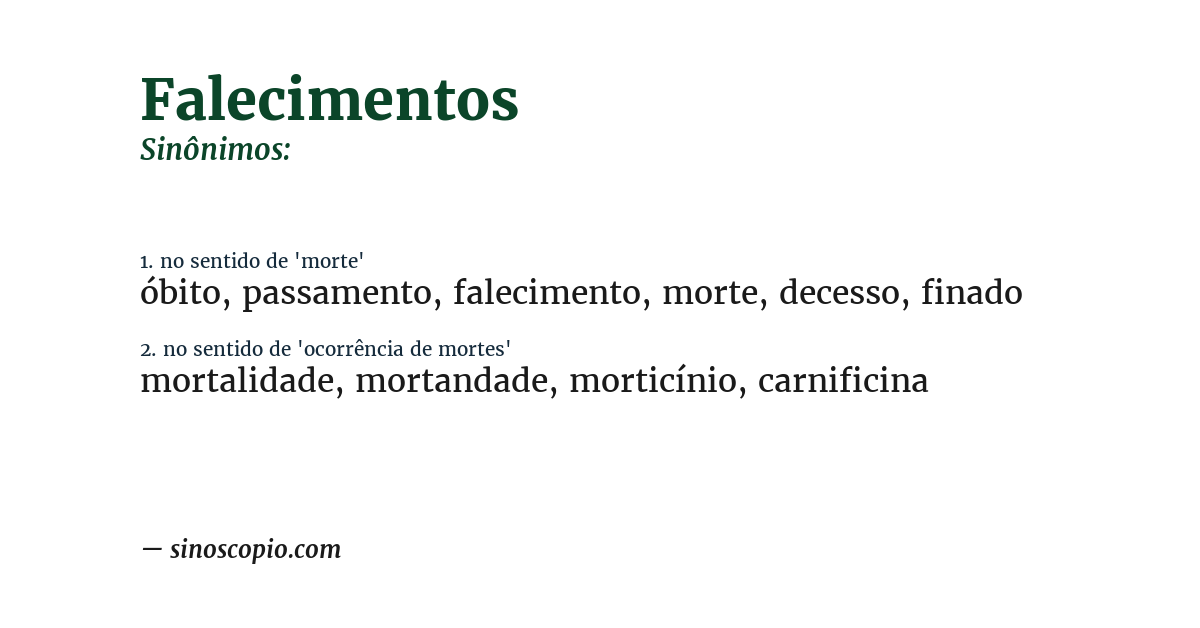 Sinônimo de falecimentos