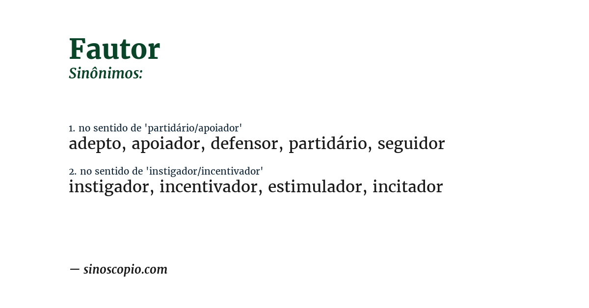 Sinônimo de fautor