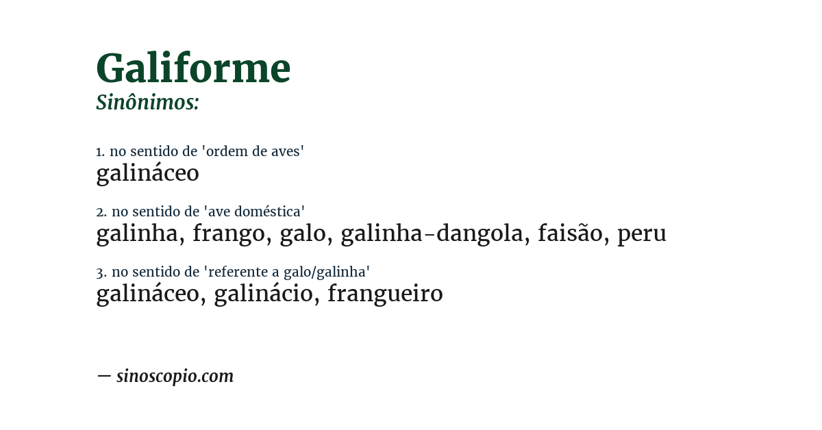Sinônimo de galiforme