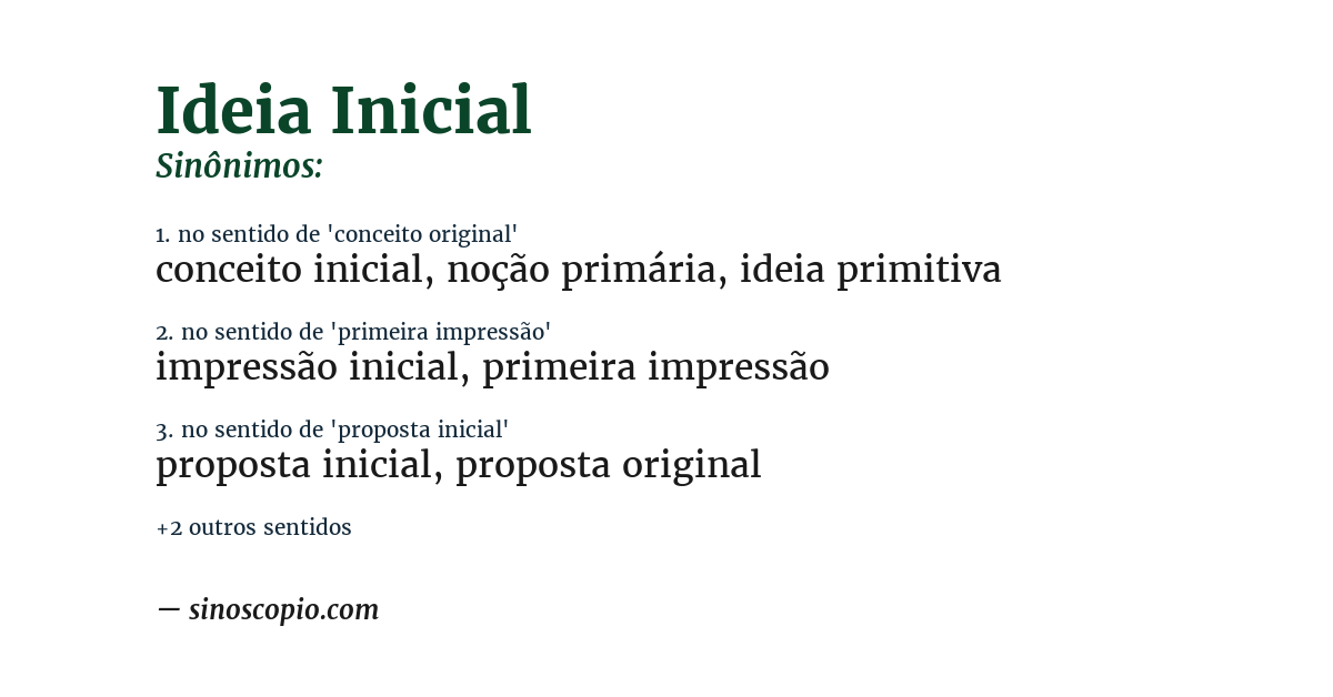 Sinônimo de ideia inicial