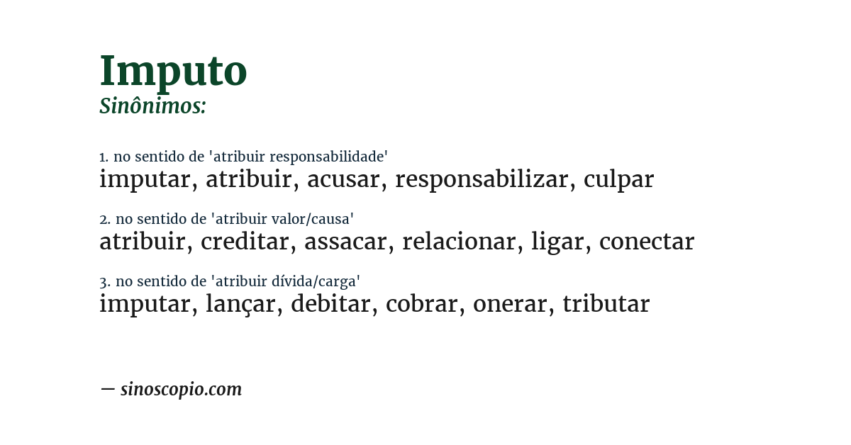 Sinônimo de imputo