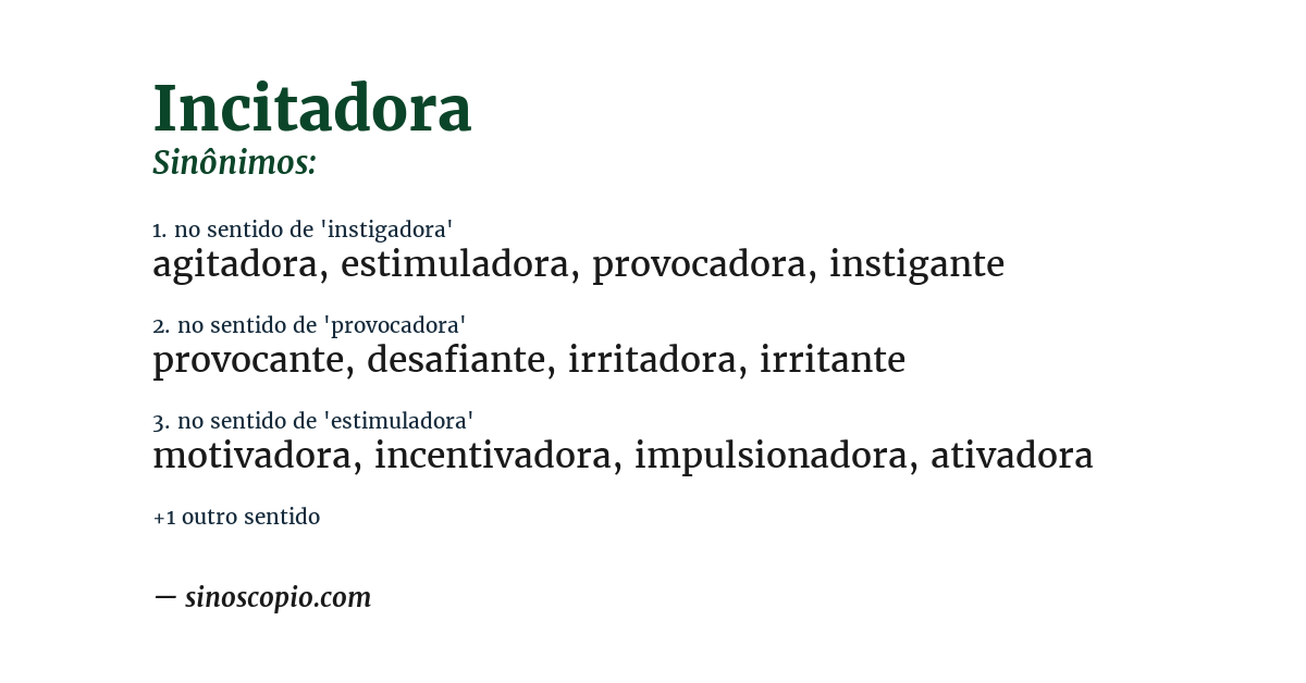 Sinônimo de incitadora