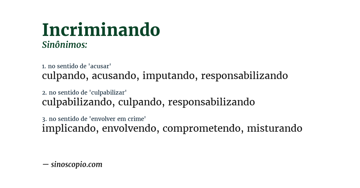 Sinônimo de incriminando