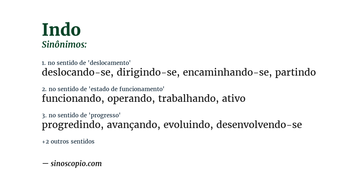 Sinônimo de indo