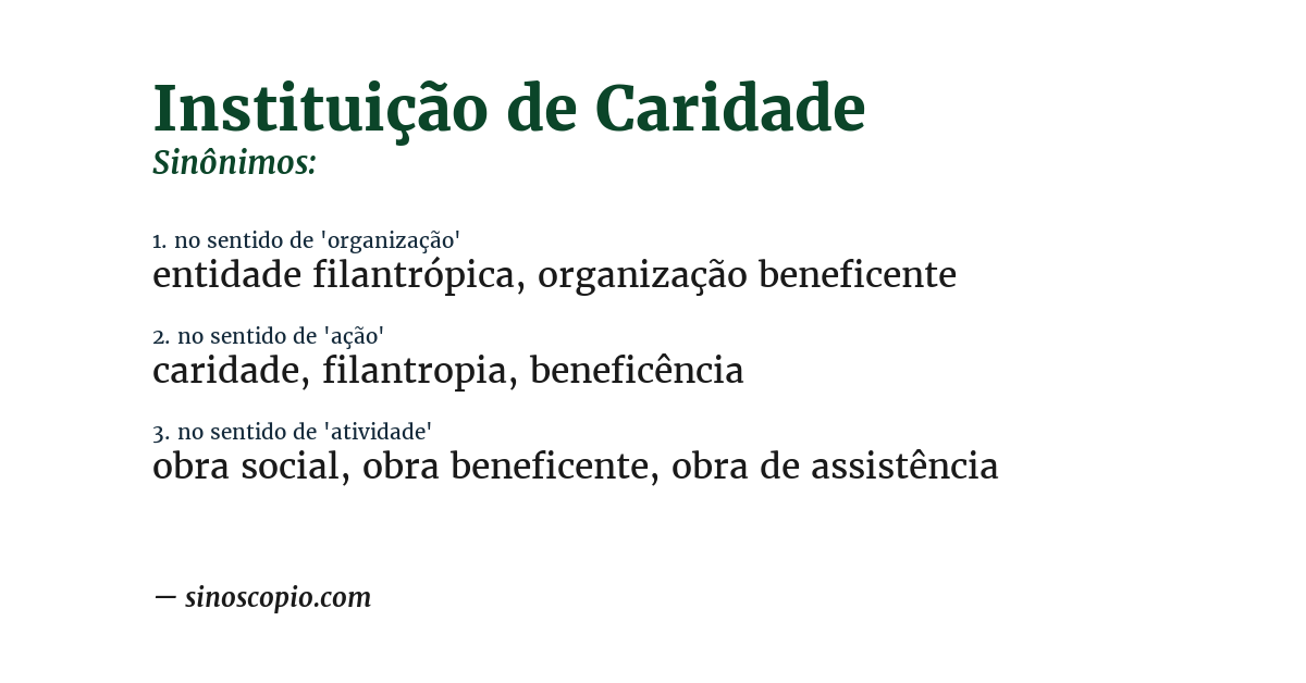 Sinônimo de instituição de caridade