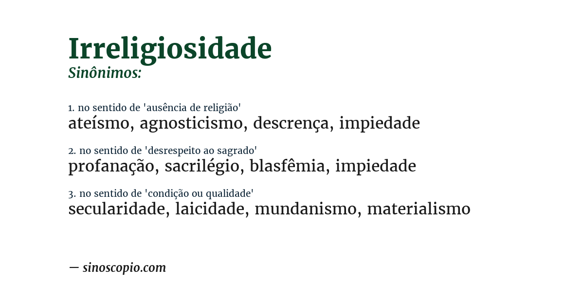 Sinônimo de irreligiosidade
