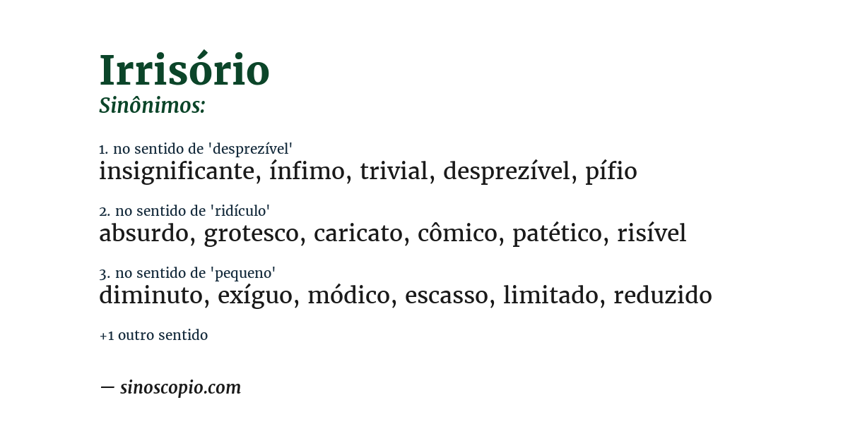Sinônimo de irrisório