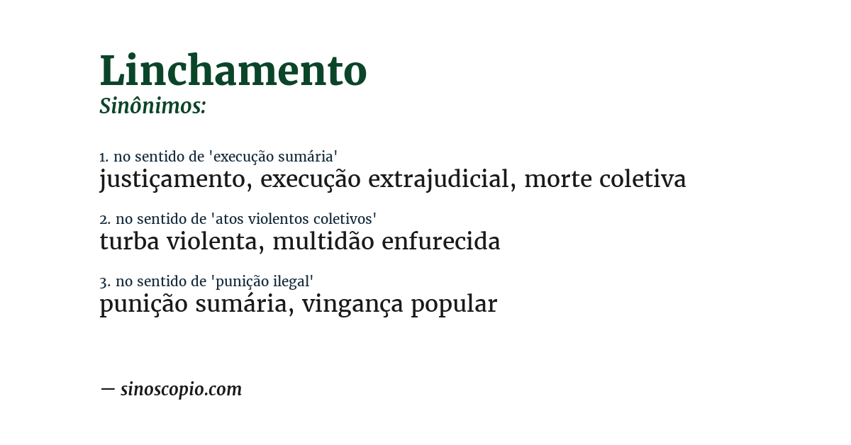 Sinônimo de linchamento