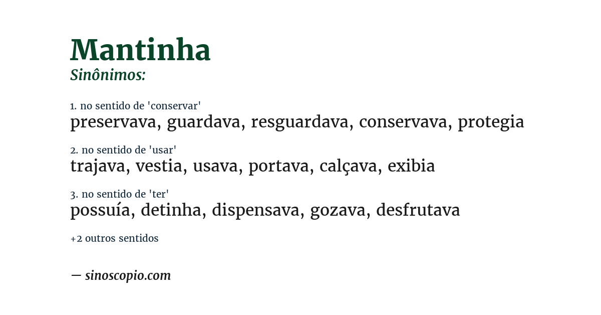 Sinônimo de mantinha