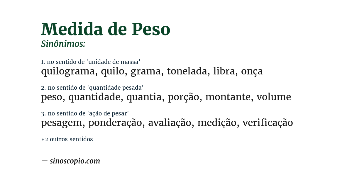 Sinônimo de medida de peso