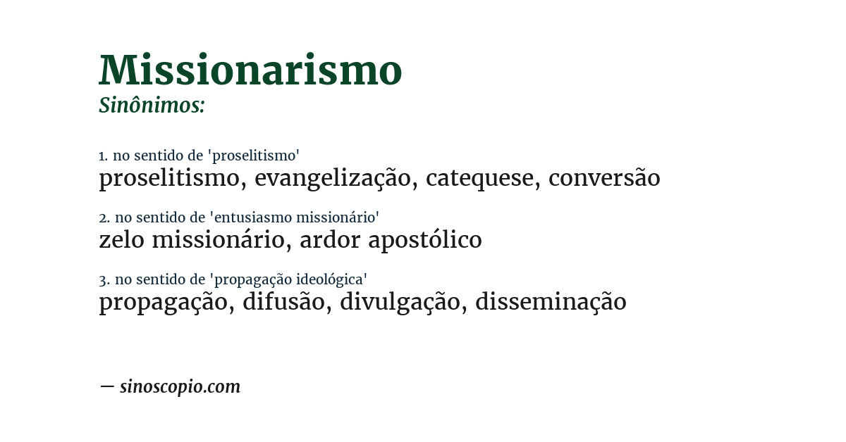 Sinônimo de missionarismo