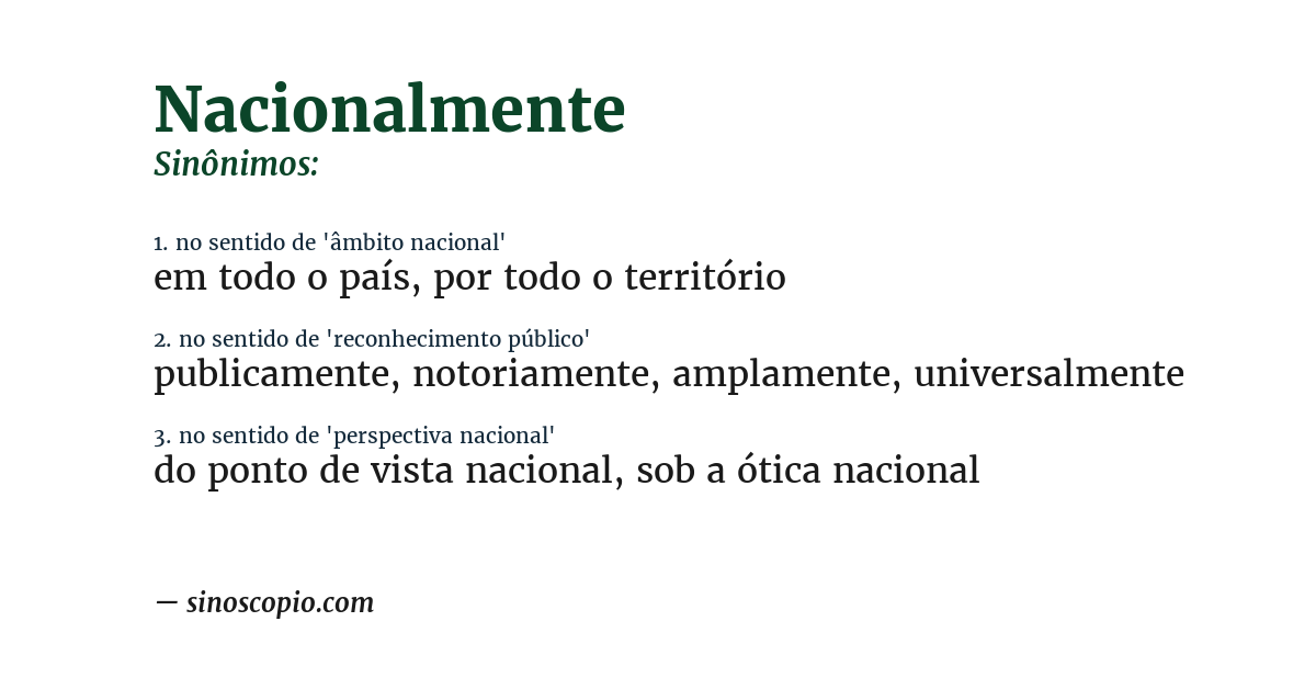 Sinônimo de nacionalmente
